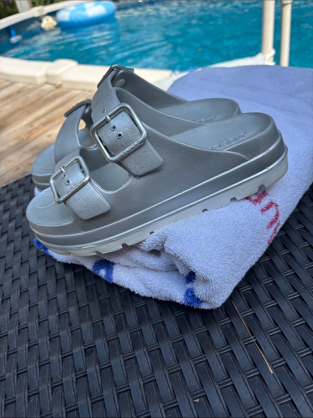 Women's J/slides  Silver Buckle Sandals size 8
